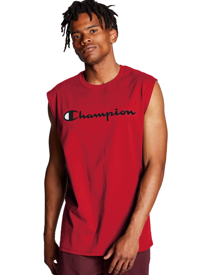 Champion Herre Tank Top Rød - Classic Jersey Script Logo - Danmark IGA-741096